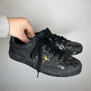 Zara‎ Man Black Sneakers Splatter Paint Gold White Size 40 EU